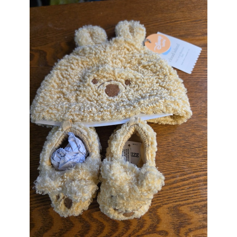 Baby Winnie the Pooh Hat and Bootie Set One Size - Cloud Island Tan *NWT*
